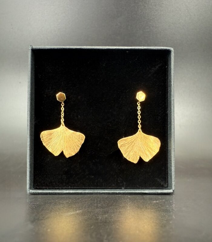 Boucles Ruches & ajouts Gingko en argent plaqué or