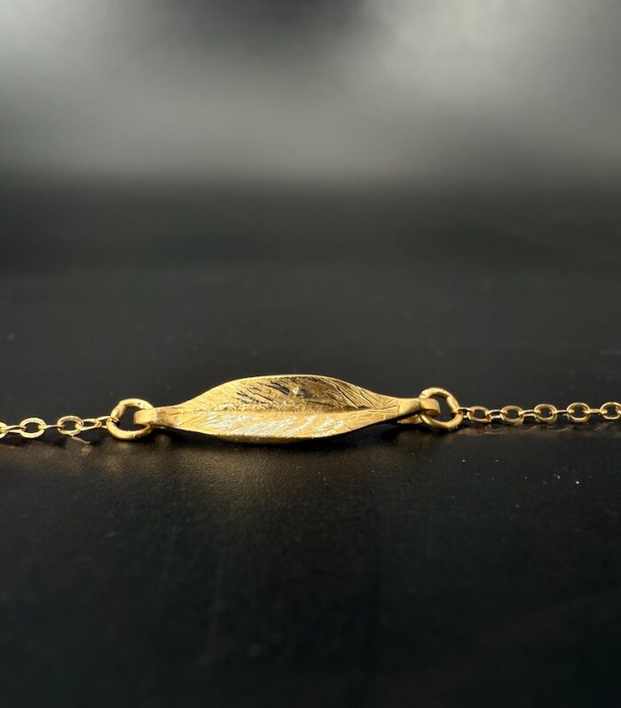 Bracelet Feuille en Argent Plaqué or