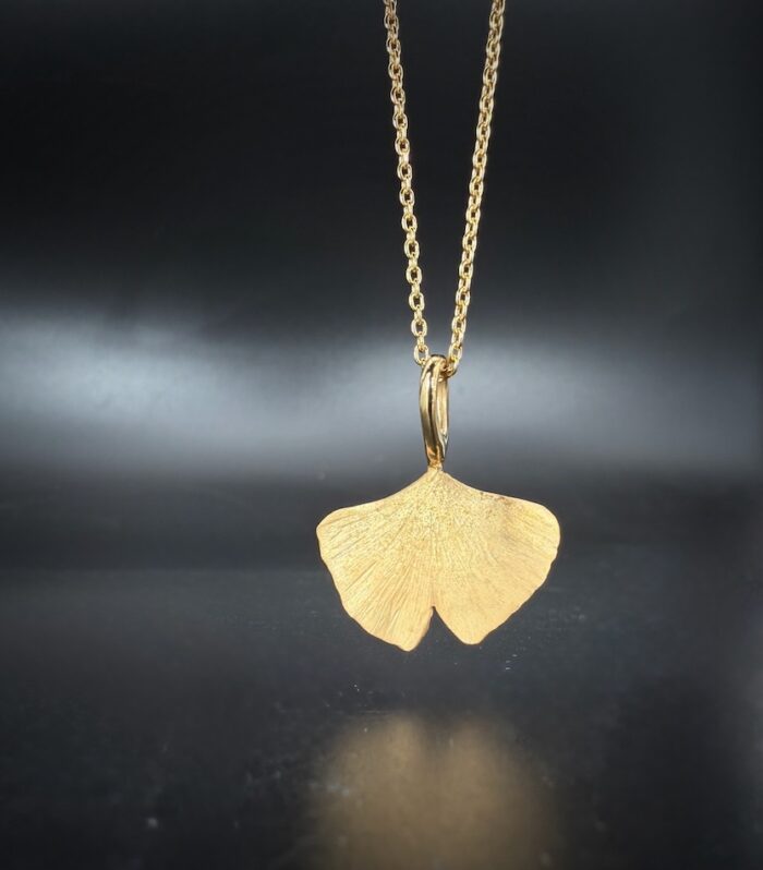 Pendentif Gingko Argent Plaqué Or